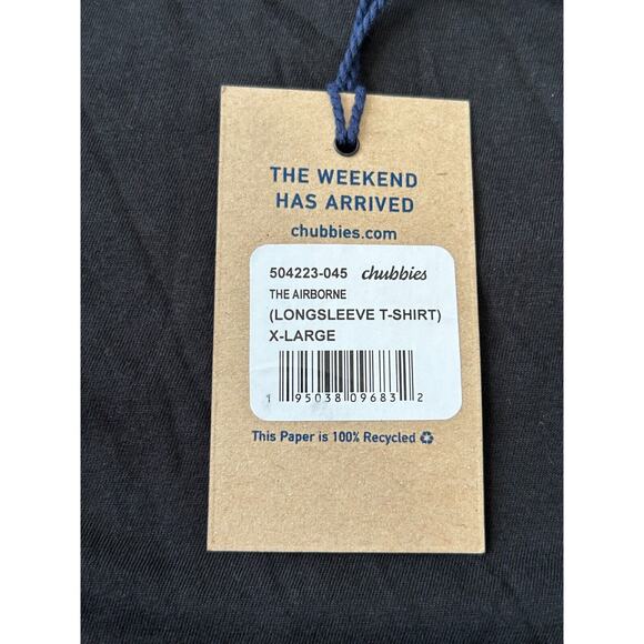 Chubbies The Airborne Tee Shirt Mens XL Black Long Sleeve Weekend Print NWT - Picture 7 of 8